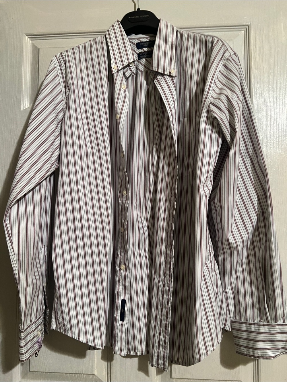 Dockers White Shirt with Burgundy Stripes